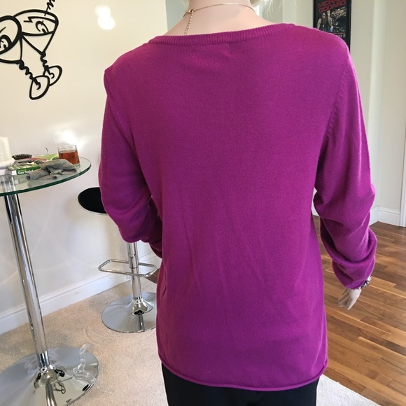 Magenta V-Neck Sweater - Picture 2 of 5